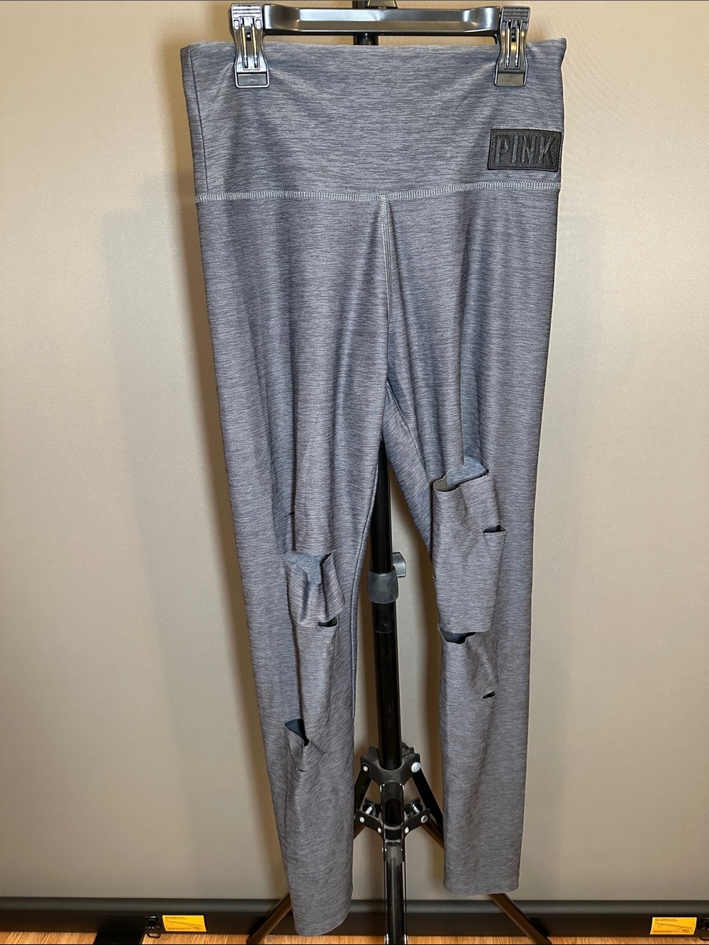 PINK Victoria's Secret Heather Gray Kids Active Leggings with Knee Cutouts